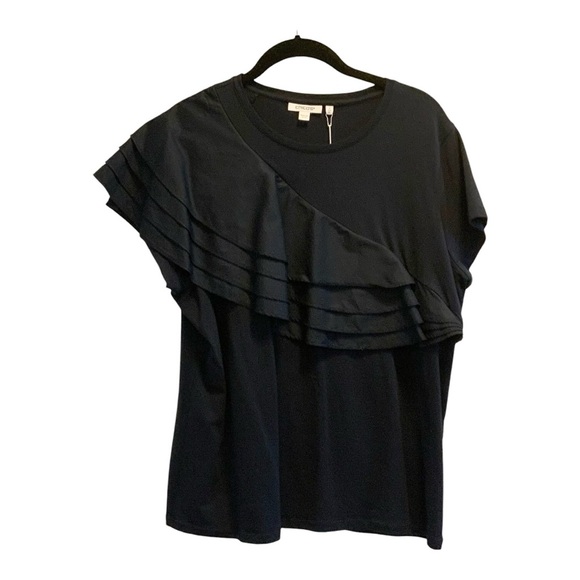 NWT Chicos Ruffle Cap Sleeve Tee Sz 2 570359563 - Picture 6 of 10